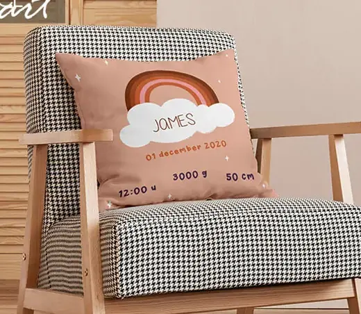 Birth cushion — personalisation example