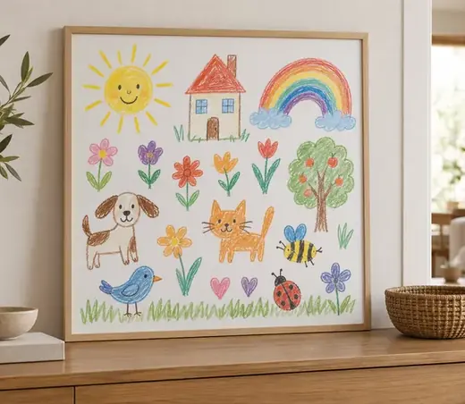Children’s drawing poster — personalisation example